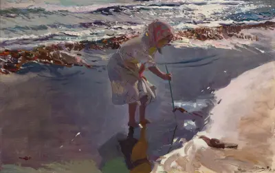 Buscando mariscos, playa de Valencia, Joaquín Sorolla