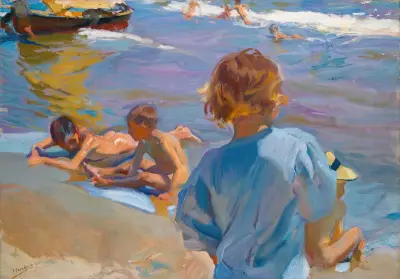 Děti na pláži, Valencie, Joaquín Sorolla