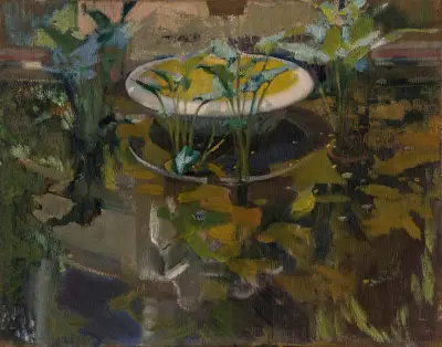 Zahrada u umělcova domu; odlesky ve fontáně důvěrností, Joaquín Sorolla