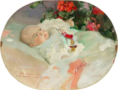 Portrét prince asturského. Alfonso de Borbón Battenberg ve dvou měsících, Joaquín Sorolla