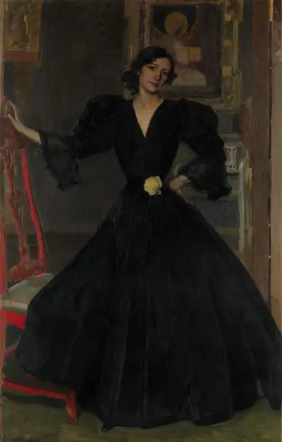 Señora de Sorolla (Clotilde García del Castillo, 1865–1929) v černém, Joaquín Sorolla