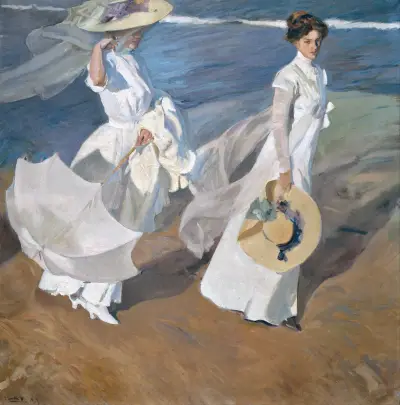 Strolling along the Seashore, Joaquín Sorolla