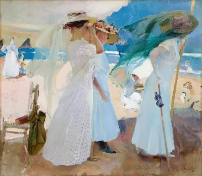 Under the Awning, Zarauz, Joaquín Sorolla