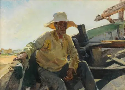 Starý rybář na člunu, Joaquín Sorolla