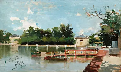 Vista Del Embarcadero Del Parque Del Retiro (View Of The Jetty In The Retiro Gardens, Madrid) av Joaquín Sorolla