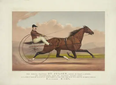 The grand trotter St. Julien, driven by Orrin A. Hickok; by volunteer, dam by Sayre’s Harry Clay av John Cameron