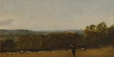 Ein Hirte in einer Landschaft mit Blick über Dedham Vale nach Langham von John Constable