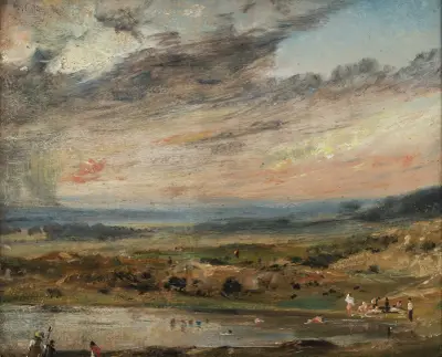 Hampstead Heath, with Pond and Bathers av John Constable