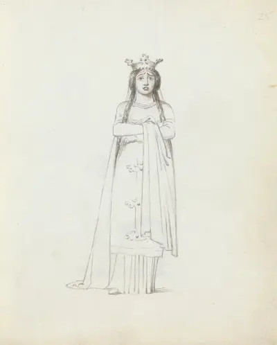 Mrs. Siddons stehend, frontal mit verschränkten Armen von John Flaxman