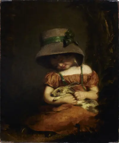 Girl with a Rabbit av John Hoppner