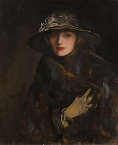 Dáma v hnědém, 1920, Sir John Lavery