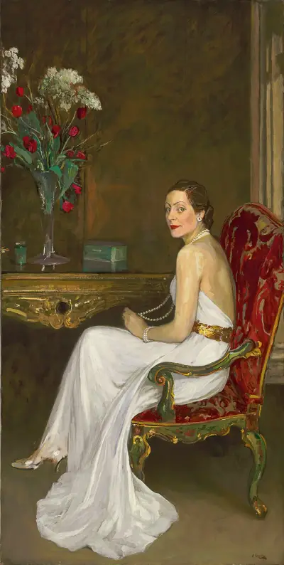 Dáma v bílém, vikomteska Wimborne, Sir John Lavery