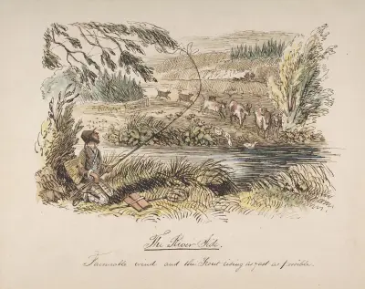 The Riverside, Favourable Wind and the Trout Rising as Fast as Possible av John Leech