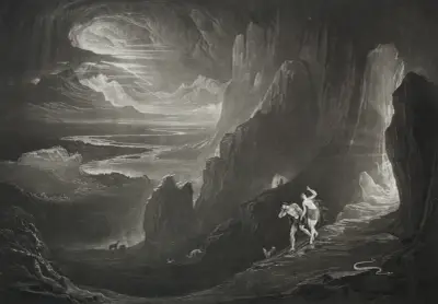 Paradise Lost; Adam and Eve Driven out of Paradise av John Martin