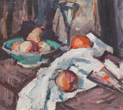 Still Life with Wine Glass and Fruit av Samuel John Peploe