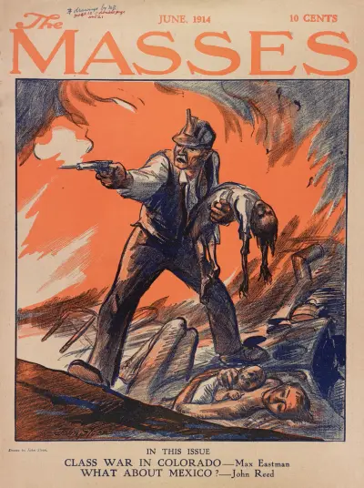 Massacre during Colorado Coal Strike at Ludlow, Colorado av John Sloan