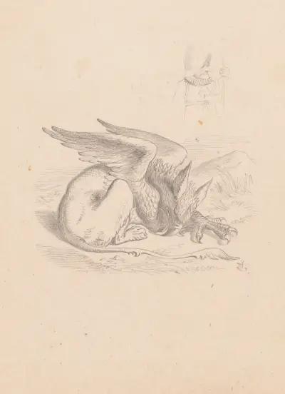 Drawing of the Gryphon asleep av Sir John Tenniel