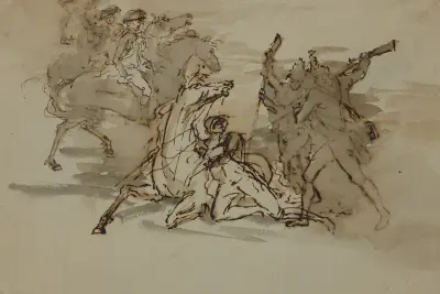 Death of General Mercer [Sketch for The Battle of Princeton], 1786 – nr 1 av John Trumbull