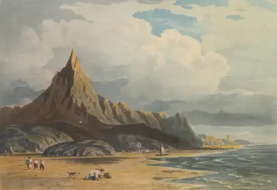 Figures On The Beach At Barmouth, North Wales av John Varley