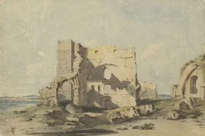 Lindisfarne Abbey op Holy Island, Northumberland av John Varley