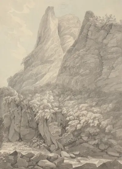 Thurshouse Tor from the river Manifold, Derbyshire av John Webber