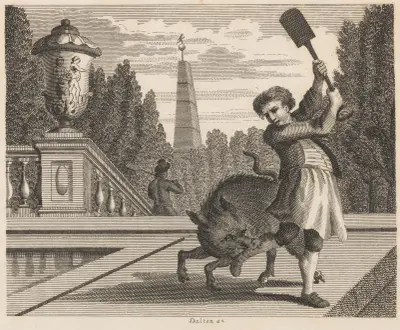 Fable XLVIII. The Gardener and the Hog av John Wootton
