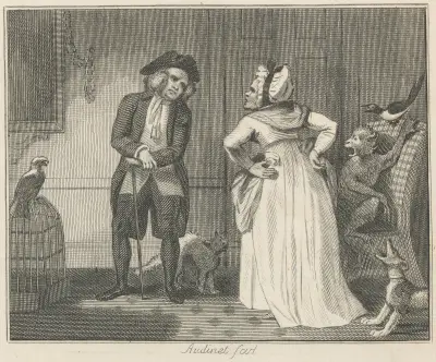 Fable XXV. The Scold and the Parrot av John Wootton