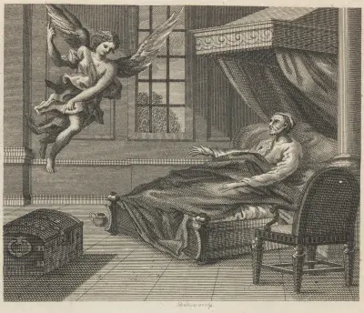 Fable XXVII. The Sick Man and the Angel av John Wootton