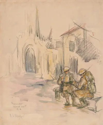 Soldiers Outside a Church von Samuel Johnson Woolf