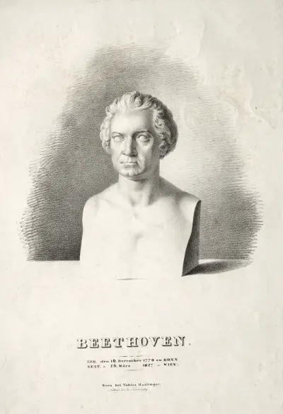 Bust of Ludwig van Beethoven av Josef Kriehuber