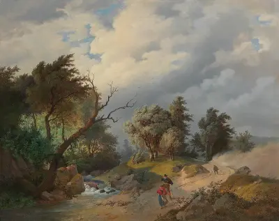 Landschaft bei aufziehendem Unwetter av Josef Kriehuber