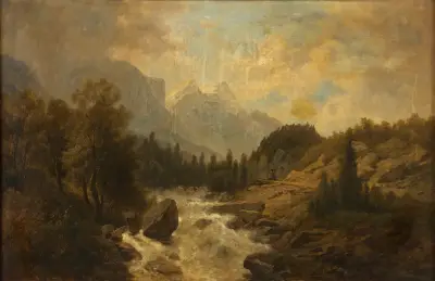 Waldlandschaft av Josef Kriehuber