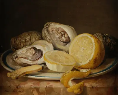 Zátiší s ústřicemi a citronem, Josef Lauer