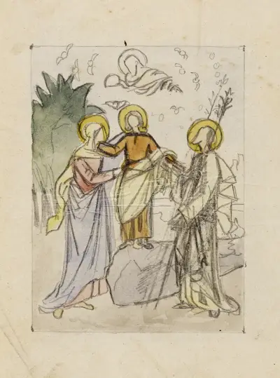Etude pour un tableau représentant la Sainte Famille av Arthur-Joseph Gueniot