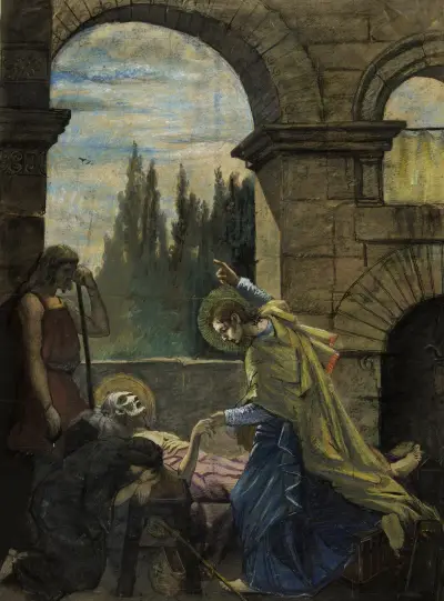 Saint Pierre au chevet de saint Hilaire av Arthur-Joseph Gueniot
