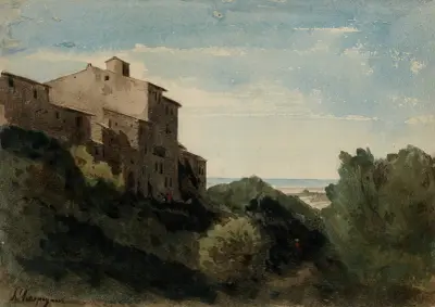 Landschaft bei Ariccia (nahe Rom) von Henri-Joseph Harpignies
