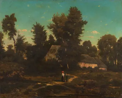 Landschaft mit Strohdächern von Henri-Joseph Harpignies