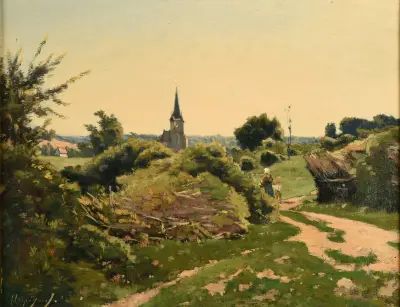 Sonnenlicht in Saint-Privé von Henri-Joseph Harpignies