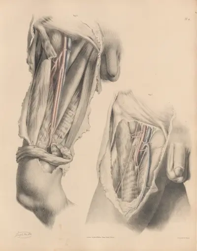 The Femoral artery, with nerves and veins, Double Femoral artery, Joseph Maclise