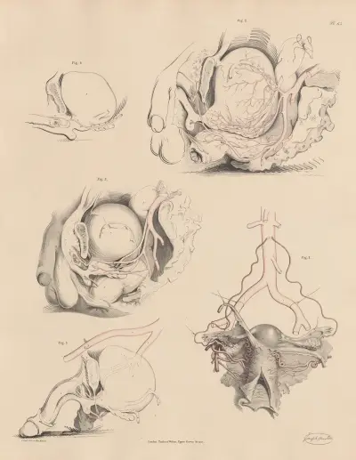 The Uterine and Ovarian branches, The Pudic artery, and the branches of the Pelvic Viscera of the male, Joseph Maclise