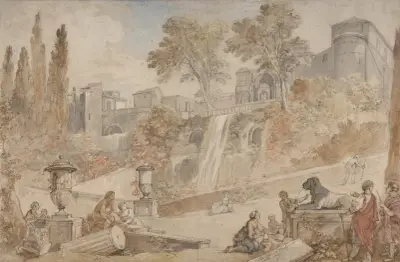 Die Gärten der Villa d’Este in Tivoli von Charles-Joseph Natoire
