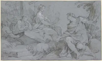Jakob und Rahel am Brunnen von Charles-Joseph Natoire