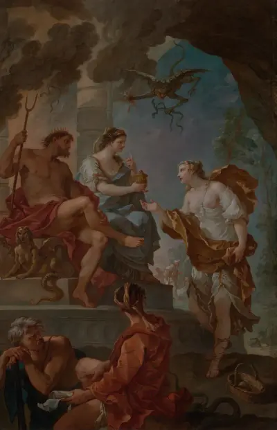 Psyche in der Unterwelt (Psyche erhält den Schönheitstrank von Proserpina) von Charles-Joseph Natoire