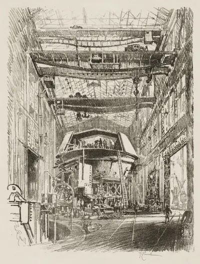 Building the Great Turret av Joseph Pennell