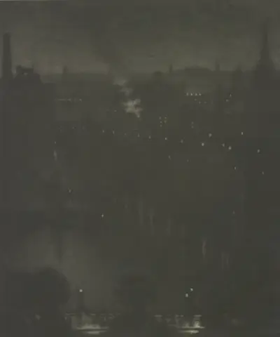 Charing Cross Bridge at night av Joseph Pennell