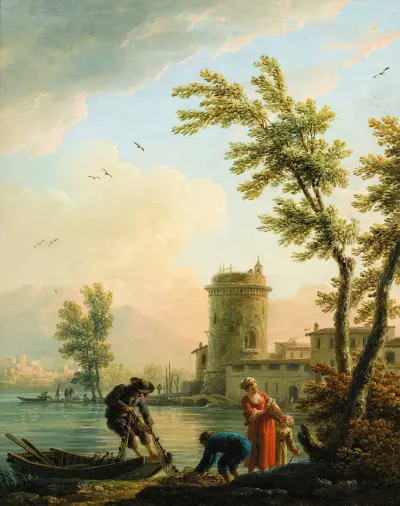 Fishers at sunrise av Claude-Joseph Vernet
