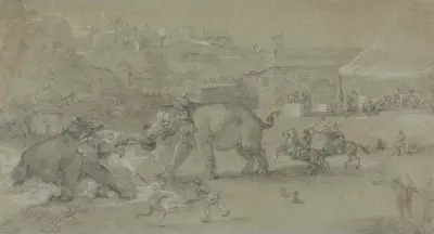 Elephants Fighting av Johan Joseph Zoffany