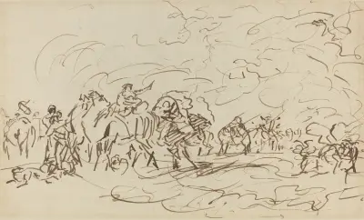 Sandstorm in the Desert Overtaking a Caravan av Johan Joseph Zoffany