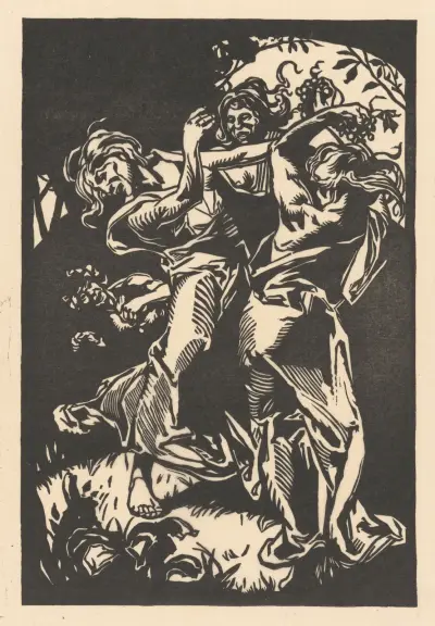 Tančící ženy s hrozny a satyrem, Johannes Josephus Aarts