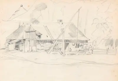 Farm with a crane, Jozef Brandt